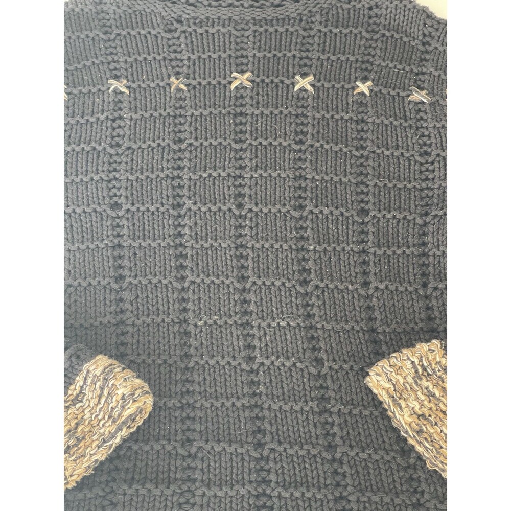 Isabella Bird Y2K TurtleNeck Cowl Chunky Knit Flare Sleeves Sz Medium Black - Picture 3 of 7